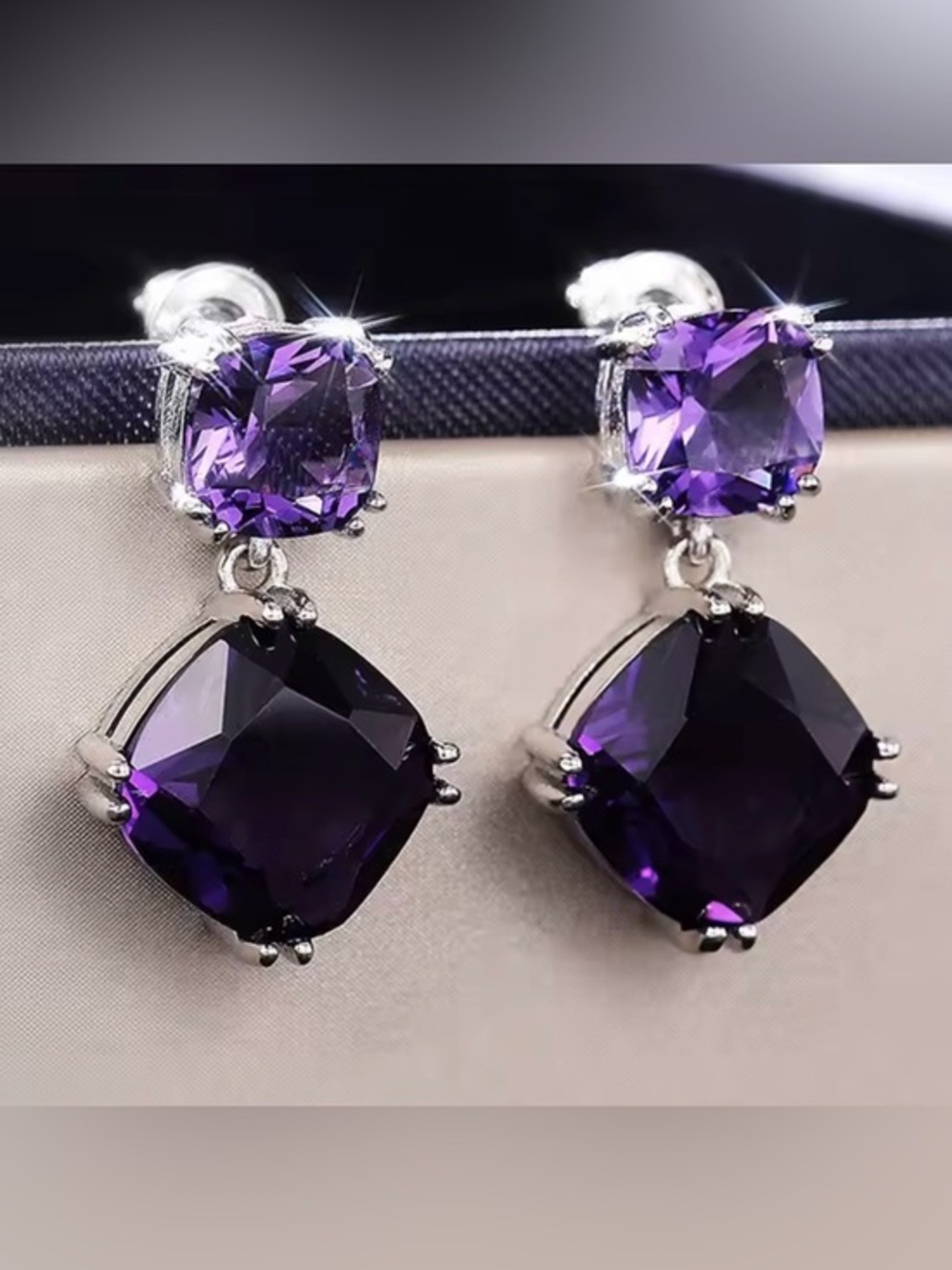 New .925 Sterling and Amethyst Earrings
